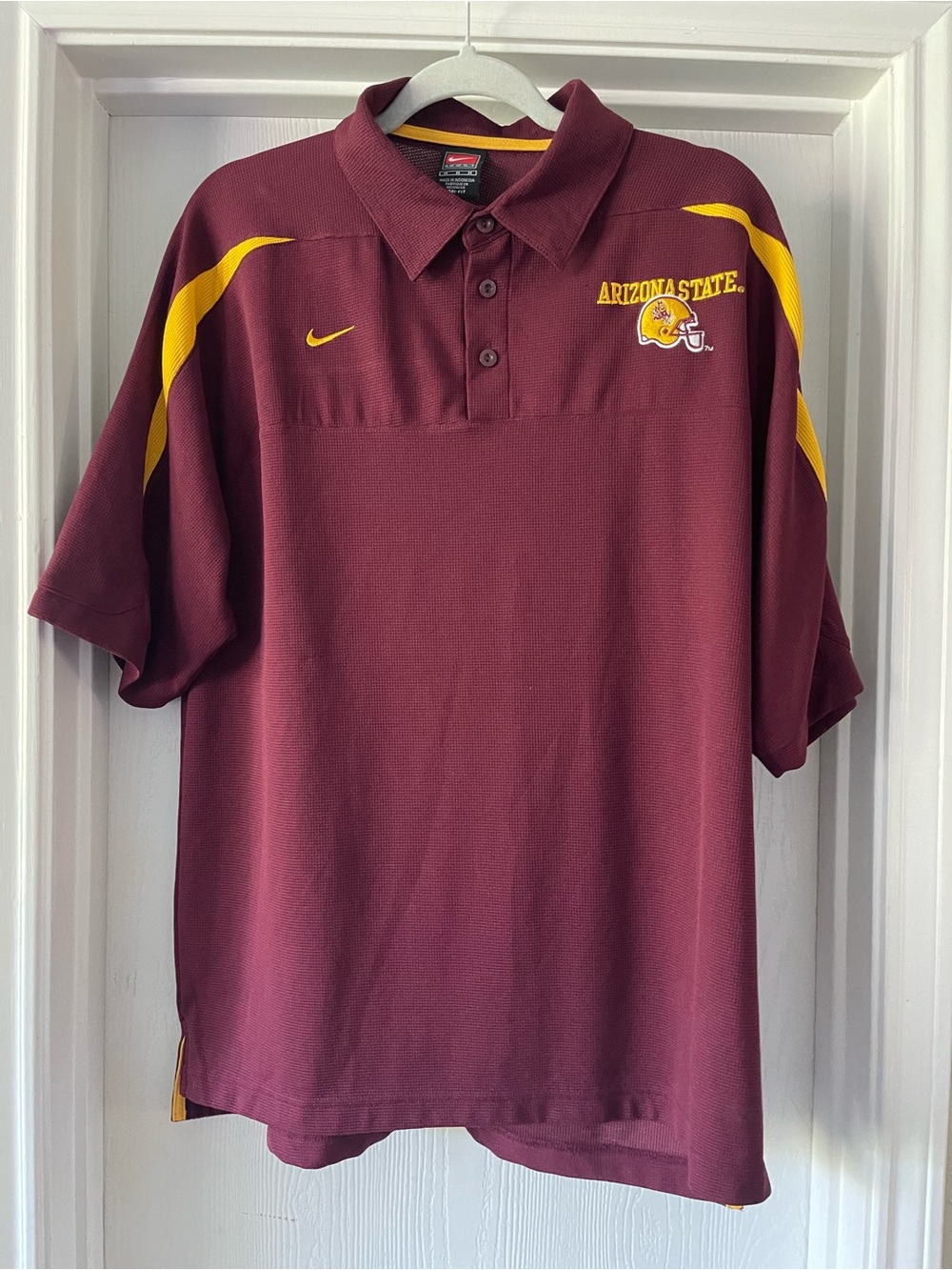 Nike Arizona State Men’s Maroon Polo Shirt with Gold Accents - Picture 1 of 6